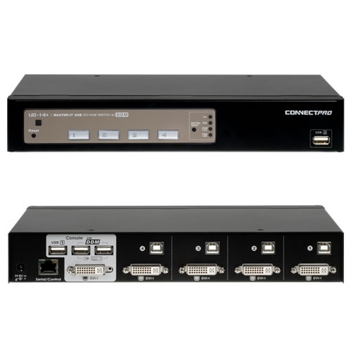 Connectpro UD-14+KIT 4-port DVI KVM with Cables UD14PLUSKIT