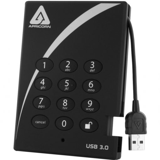 Apricorn Aegis Padlock 500GB Encrypted USB 3.0 Hard Drive with PIN Access