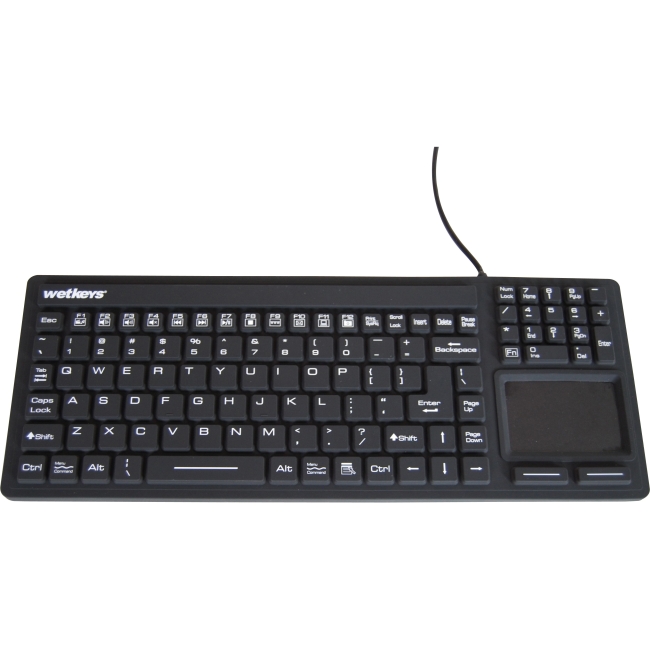WetKeys Touchpad Plus Pro-Grade Medical and Industrial USB Keyboard (Black)