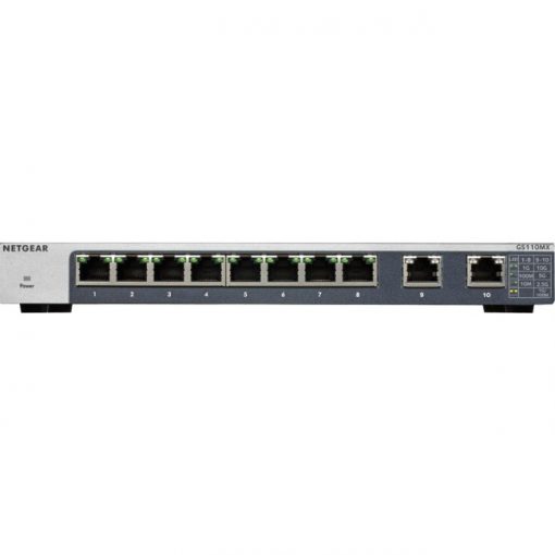 NETGEAR GS110MX-100NAS 8-Port Gigabit Switch Unmanaged and 2-Port 10 Gigabit
