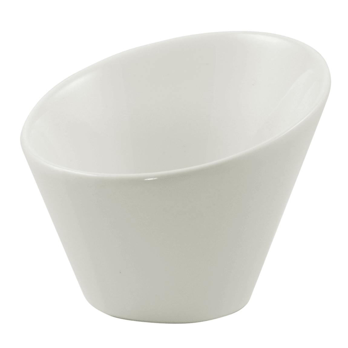 10 Strawberry Street WTR-4SLNTBWL 4 oz Slanted Bowl - Porcelain, White