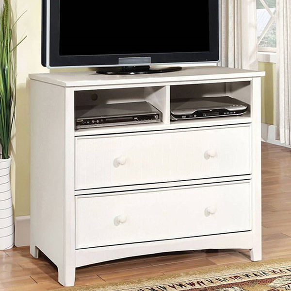 HomeRoots White Solid Wood Media Chest