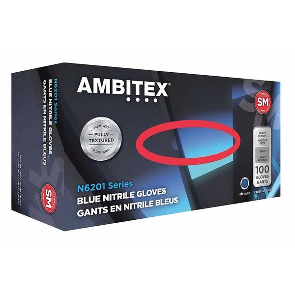 AMBITEX Disposable Gloves Nitrile Powder Free Blue S 1000 PK