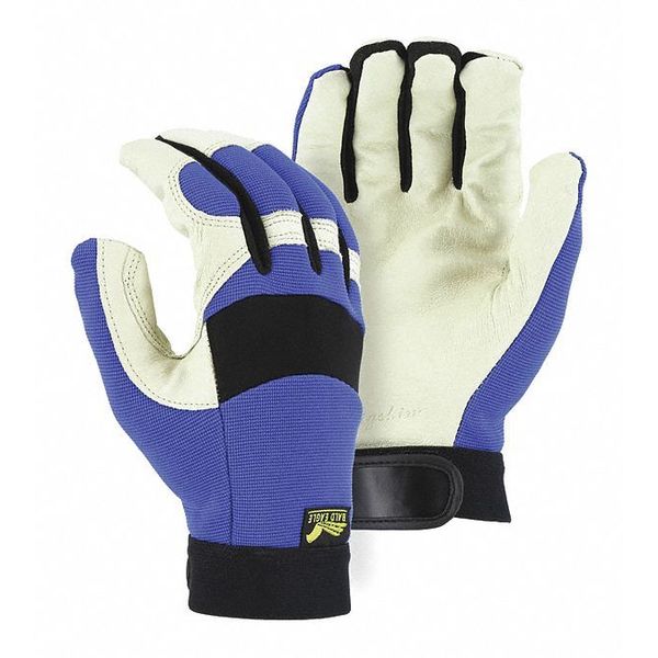 MAJESTIC GLOVE Small Blue/White Mechanic Gloves, 12PK