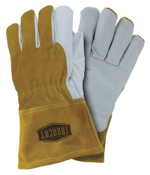 IRONCAT Welding Gloves, Cowhide, Pearl/Gold, PK12