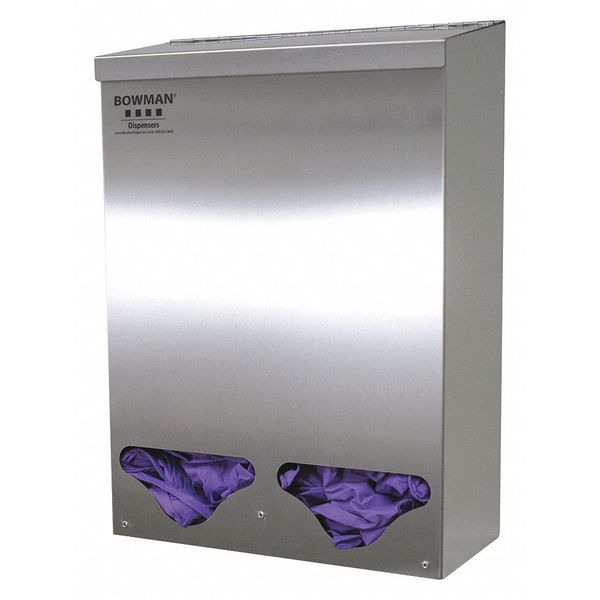BOWMAN MFG CO Bulk Dispenser, 2 Compartments, Silver