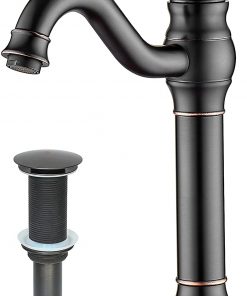 B0719JZDH6 MYHB 360Â° Swivel Oil Rubbed Bronze Bathroom Vessel Sink Faucet with POP UP Drain Single Handle Lever Bowl Tap Mixer