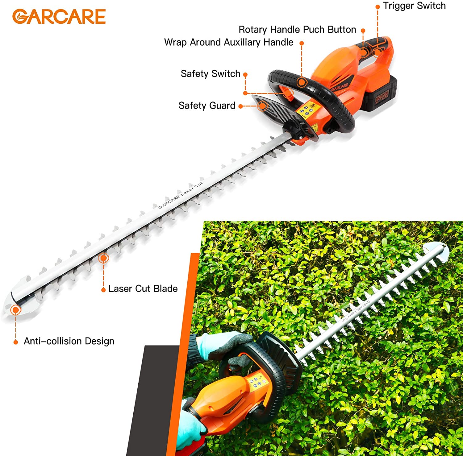 B08K2VLBQ7 Hedge Trimmers Cordless with Battery Electric Hedge